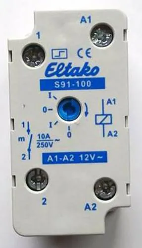 Eltako S91-100 Stromstoß-Schalter Aufputz 12V AC - Praktischer Stromstoß-Schalter mit Handbetätigung und Schaltstellungsanzeige. Ideal für die AP-Montage, energieeffizient und vielseitig einsetzbar.