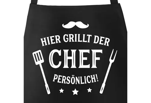 MoonWorks Grillschürze Grill-Schürze für Männer mit Spruch Hier grillt der Chef persönlich, mit kreativem Aufdruck