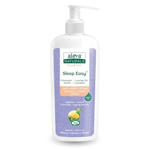 Aleva Naturals Sleep Easy® Baby Lotion – 100 % natürliche Inhaltsstoffe – Sanfte Gesicht- & Körperpflege mit Lavendel, Kamille & Sheabutter – Für Babys & Neugeborene – Vegan – Made in Canada
