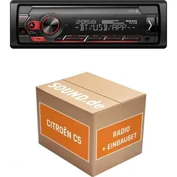 Pioneer MVH-S320BT Autoradio Einbaupaket für Citroën C5 - Komplettset für den einfachen Einbau eines Pioneer MVH-S320BT Autoradios in Citroën C5 (2004-2008). Mit Bluetooth, USB und Lenkradinterface für müheloses Musikstreaming und Anrufmanagement.