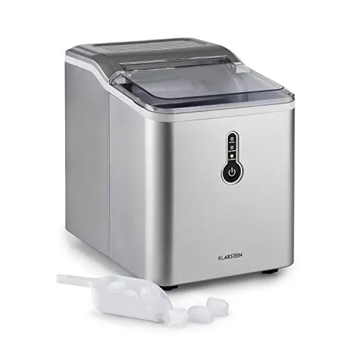 Klarstein Eiswürfelmaschine Klein - Schnelle Mini-Eiswürfelmaschine - Eiswürfelmaschinen: Produziert in nur 8 Minuten große Bullet-Eiswürfel, mit 12 kg Eis pro Tag und einfachem Touch-Bedienfeld für mühelose Handhabung.