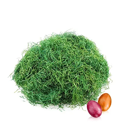 com-four® 240g Ostergras in grün für Osternester - Osterdeko zum Basteln - Holzwolle für Osterkörbe (Set5 - Ostergras grün - 240g)