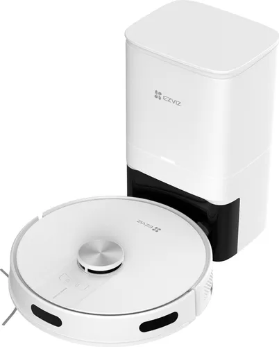 EZVIZ RE4 Plus Staubsaugerroboter - Saugroboter mit 28.000 Pa Saugkraft und automatischer Staubentleerung in 4L Beutel für mühelose Reinigung. Intelligente Hinderniserkennung und APP-Steuerung für individuelle Reinigungseinstellungen.