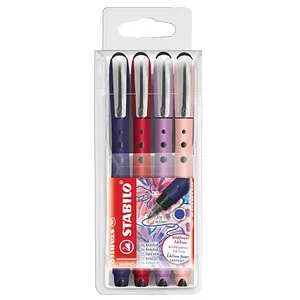 STABILO worker+ medium NatureCOLORS Wildflower Tintenroller preußischblau, burgunderrot, grauviolett, rouge 0,5 mm, Schreibfarbe: blau, 4 St.