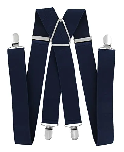 axy Hosenträger für Herren breit 3,5 cm in X-Form mit 4 Hosenträger Clips extra stark längenverstellbar 35mm (Schwarzblau)