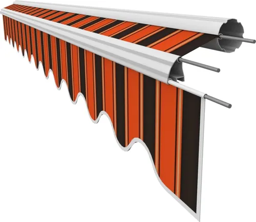 VANA Markisenstoff mit Volant für 3 x 2,5 m Markisen Markisenersatzstoff Markisentuch Sonnenschutz fertig genäht Maß 2,82 x 2,5 m Design SPD071