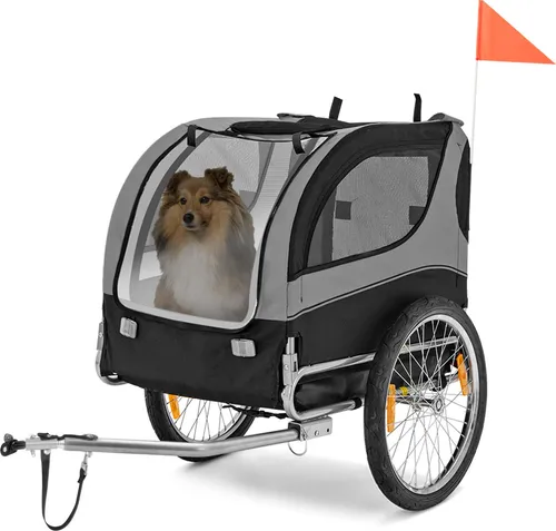 COSTWAY Hundeanhänger für Fahrrad – Klappbarer Hundebuggy bis 40 kg