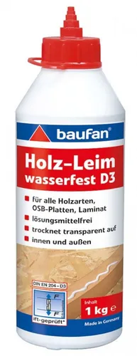 1kg Holzleim D3 wasserfest – Klebestarker Laminat- und Parkettkleber - Leime & Kleber – Ideal für wasserfeste Anwendungen, perfekt für Laminat und Parkett, sorgt für starke und langlebige Verbindungen.