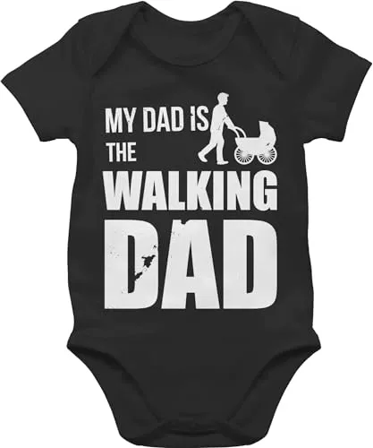 Shirtracer Baby Body Junge Mädchen - Strampler & - My Dad is the Walking Dad weiß - 12/18 Monate - Schwarz - mit coolem spruch bodie geschenke zur geburt lustige sprüche für babysachen buddy