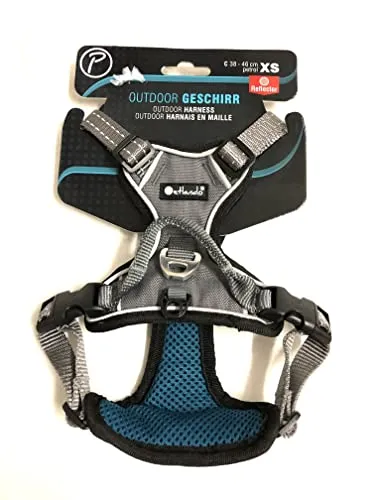 Petlando Mesh Outdoor-Geschirr anthrazit/Petrol XS (Brustumfang 38-46 cm) mit Reflektorstreifen
