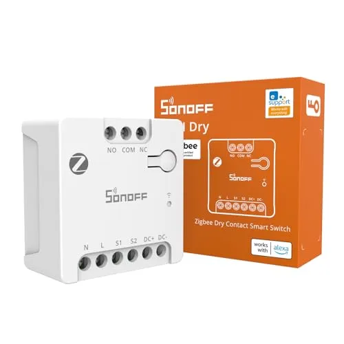 SONOFF MINI-ZBD Zigbee 3.0 Trockenkontakt-Relais, AC/DC Eingang, Kompatibel mit Zigbee Hubs, Funktioniert mit Alexa & Google Home, Smart Relais für Garagentor, Boiler, DC-Motoren & Magnetventile