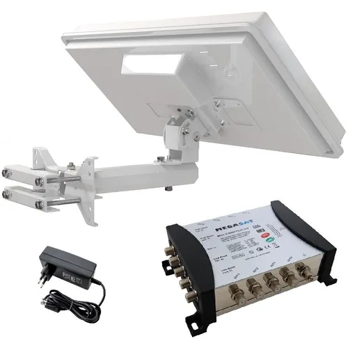 Selfsat H30D4+ Flachantenne mit 5/8 Multischalter - SAT-Antenne für bis zu 8 Teilnehmer, mit eingebautem Verstärker für HD TV Signal und universeller Kompatibilität zu Astra und Hotbird.