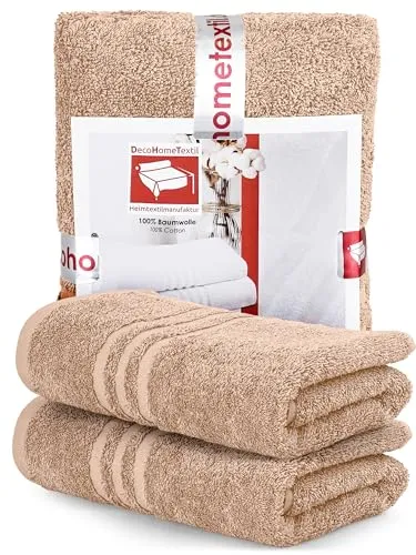 DecoHomeTextil Handtuch-Set 2 Handtücher 50 x 100 cm in Beige aus 100% Baumwolle, hochwertig, kuschelweich und saugstark