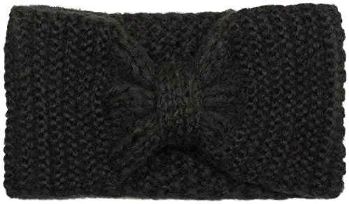 styleBREAKER Damen Strick Stirnband mit Schleife, Reiskorn Strick-Muster, Winter Haarband, Headband 04026006, Farbe:Schwarz