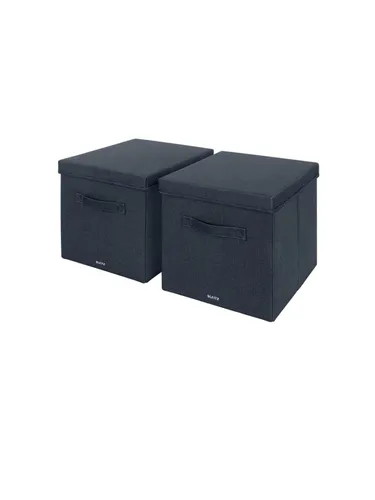 LEITZ Aufbewahrungsboxen grau - 2 Stück, faltbar und ideal für Ordnung in jedem Raum, 33 x 38 x 32,5 cm