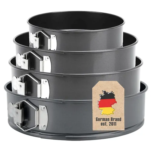 4-teiliges Springformen-Set - Antihaft Kuchenformen - Springformen für perfekte Kuchen, aus hochwertigem Metall, antihaftbeschichtet und in verschiedenen Größen für vielseitige Backmöglichkeiten.