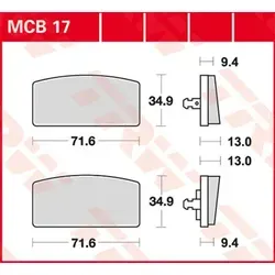 Bremsbelag für BMW R 60/7 TRW Lucas MCB17