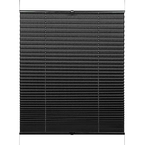 GARDINIA Plissee Concept Tageslicht, Blickdicht, Schwarz 40 x 130 cm - Elegantes Plissee für Fenster, lichtdurchlässig und blickdicht. Einfach in der Breite kürzbar, inklusive Montage-Set für flexible Anbringung.