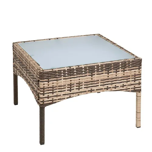 Polyrattan Beistelltisch Loungetisch Rattan Gartentisch Balkontisch Beige-Braun