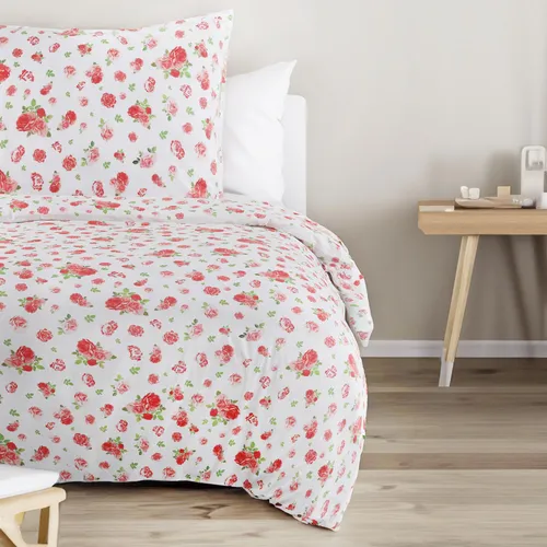 Trautesheim® Bettwäsche-Set Rosa Rot Rosen-Bettwäsche in 135x200 und 80x80 cm