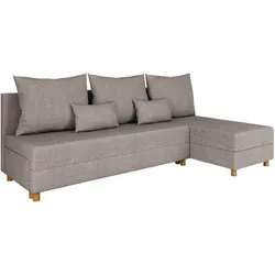 Homesy Ecksofa, Grau, Holz, 214x122 cm, Wohnzimmer, Sofas & Couches, Wohnlandschaften, Ecksofas