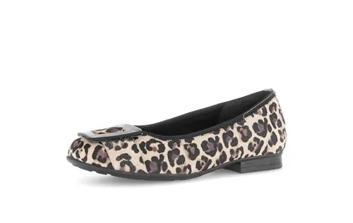 Gabor Damen Klassische Ballerinas - Elegante Flats in Natur/Schwarz - Klassische Ballerinas für Damen aus edlem Lack. Ideal für den Alltag und besondere Anlässe. Flacher Absatz für höchsten Tragekomfort. Perfekt kombinierbar mit verschiedenen Outfits.