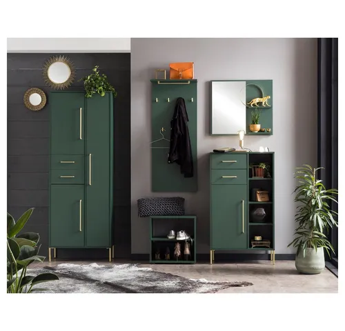Lomadox Garderoben-Set KELLA-80 - Moderne Garderoben-Sets in waldgrün, Made in Germany. Mit Softclose-Funktion und viel Stauraum für einen aufgeräumten Flur. Ideal für stilbewusste Haushalte.