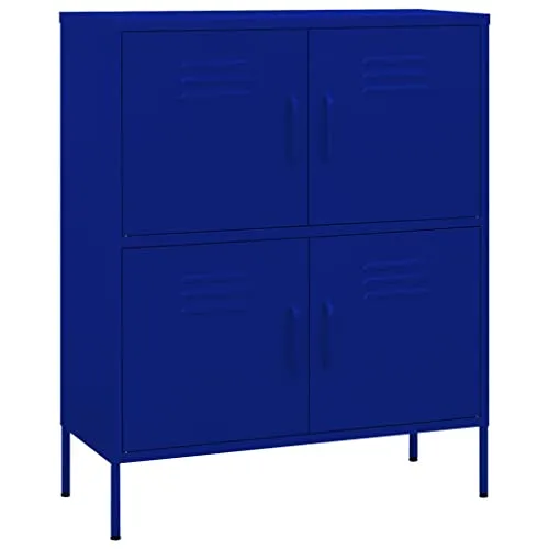 vidaXL Lagerschrank mit 2 Regalfächern - Robuster Stahlschrank in Marineblau - Kommode & Sideboard aus stabilem Stahl, ideal für Ordnung in Ihrem Zuhause. Mit 2 Einlegeböden und einfacher Reinigung ein praktischer Mehrzweckschrank für DVDs und mehr.