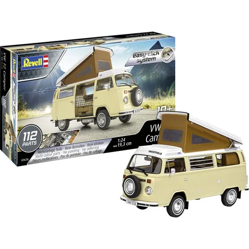 Revell RV 1:24 VW T2 Camper Modellbus - Automobile Kategorie mit innovativem easy-click-system für schnelles und einfaches Zusammenbauen. Der VW T2 Camper bietet Platz für vier Schlafplätze und eine voll ausgestattete Küche.