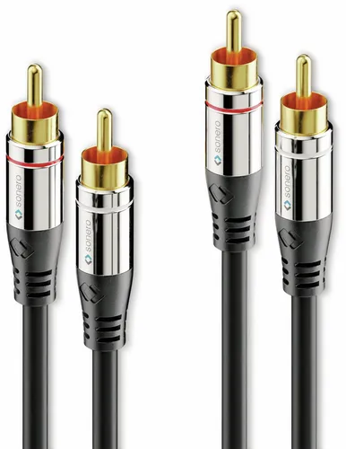 Sonero Premium Cinch Audiokabel - 2x Cinch Stecker auf 2x Cinch Stecker, 3,00m mit vergoldeten Kontakten für optimale Audioübertragung und flexiblen Knickschutz
