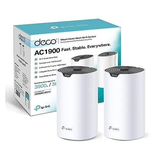 TP-Link Deco S1900 Mesh WLAN Set (2er Pack), AC1900 Dual Band Router & Repeater, 3X Gigabit Ports für Jede Einheit, empfohlen für Häuser mit 2-3 Schlafzimmern, Umfassender Jugendschutz