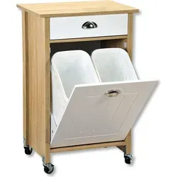 KESPER Küchenwagen mit Mülleimer, Sonoma Eiche - Praktischer Küchenwagen mit integriertem Mülltrennsystem und viel Ablagefläche. Ideal für eine ordentliche Küche, mobil dank 4 Lenkrollen und modernes Design in Sonoma Eiche.