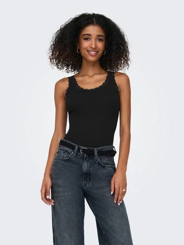 ONLY Tanktop ONLSARA – Tanktop mit Spitzendetail am Ausschnitt Baumwollmischung, regular fit