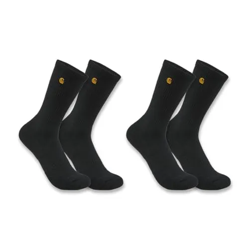 Carhartt Midweight Crew Socken - 2er Pack, schwarz, Größe L für Männer - Herrensocken, mit Carhartt Force® Technologie für effektives Feuchtigkeitsmanagement und FastDry® Funktion, die schnell trocknet und Geruchsbildung verhindert.