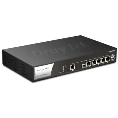 Draytek Vigor 2962 Router mit 4-Port-Switch - Router mit 4-Port-Switch, 1GbE und 2.5GbE, 2 WAN-Ports, ideal für Unternehmen und an Rack montierbar für platzsparende Installation.