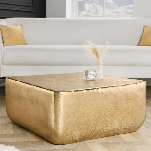 riess-ambiente Couchtisch UNIT 70cm gold - Eleganter Couchtisch im Hammerschlag-Design, handgefertigt aus hochwertiger Metall-Aluminium-Legierung. Ein einzigartiger Blickfang, der glamouröses Flair in Dein Wohnzimmer bringt.