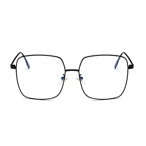 Anti Blaulicht Brille Rechteckig Vintage Metall Unisex Transparente Linsen Blaulichtfilter Für Computer/Smartphones/Tablets