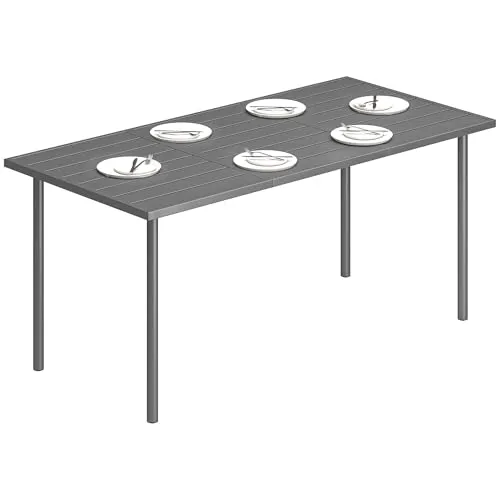 Gartentisch 165 x 80 cm für 6 Personen - Modern und Wetterfest - Rechteckiger Esstisch für den Außenbereich, ideal für gesellige Runden. Wetterfest und pflegeleicht, sorgt er für stilvolle Momente im Garten. Maße: 165 x 80 cm, für bis zu 6 Personen.