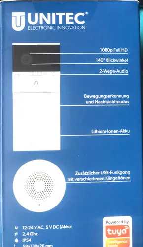 UNITEC WIFI Video-Türsprechanlage mit Smartphone-App