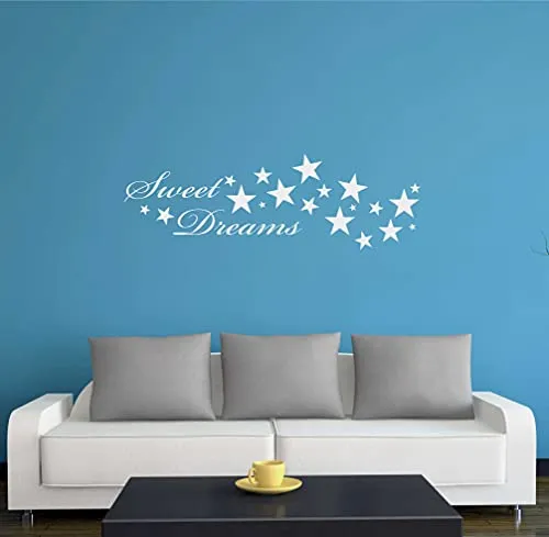 INDIGOS UG - Wandtattoo Wohnzimmer - Wandaufkleber Sweet Dreams Spruch 80x26cm, Silber w187 - Aufkleber Kinderzimmer Schlafzimmer Küche Badezimmer Büro Dekoration