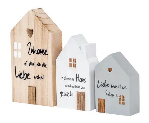 Levandeo® Dekoobjekt, 3er Set Deko Aufsteller Haus Zuhause Deko-Tafel Willkommen