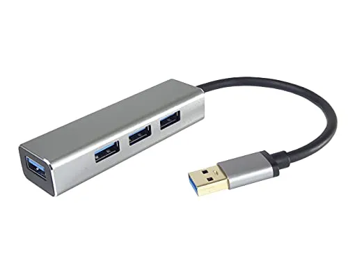 PremiumCord USB 3.0 Superspeed HUB 4-Port, 5Gbps, USB Stecker für 4 Buchse, Farbe Silber