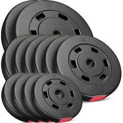 Hop-Sport 60kg Hantelscheiben 30 mm - Gewichte Hantel Sets 2x10, 6x5, 4x2,5 kg - Schwarz
