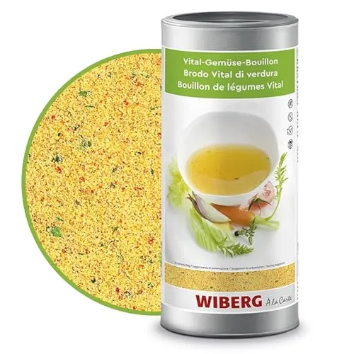 WIBERG Vital-Gemüse-Bouillon – Aromatische Gemüsebrühe für kreative Küchenideen - Kräuter und Gewürze: Diese hochwertige Gemüsebrühe überzeugt mit frischem Geschmack und ist ideal für Suppen, Saucen und vegetarische Gerichte.