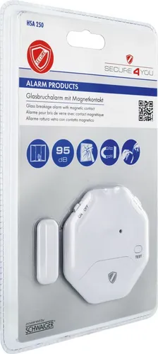 Schwaiger Glasbruchalarm weiß - Bewegungsmelder für Alarmsysteme mit zuverlässiger Glasbrucherkennung, ideal für zusätzlichen Schutz in Ihrem Zuhause.