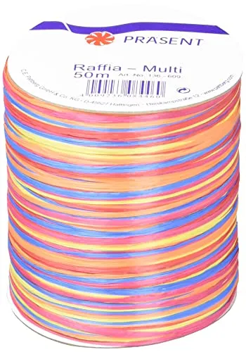 Präsent Bastband, gelb-rot-rosa, 50-m-Spule, 136-609