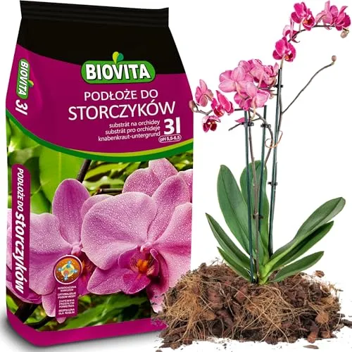Biovita 3L Orchideenerde natürlichen Ursprungs, mit Leichter und luftiger Struktur, angereichert mit Dünger