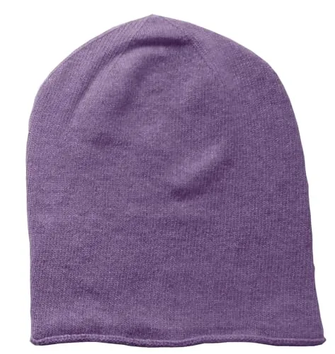 Mississhop 381 Feinstrick Kaschmir-Gemisch Beanie Mütze Slouch/XXL Schal/Handschuhe Violett Einheitsgroesse Muetze