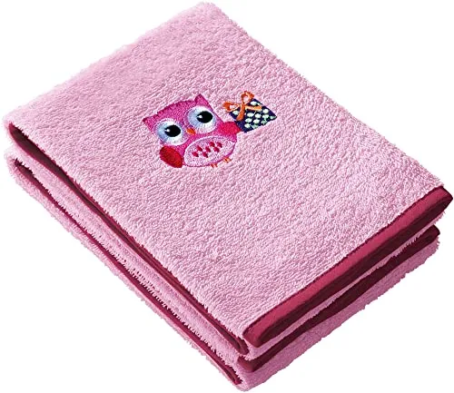 Erwin Müller Kinder Handtuch Frottier 2er-Pack Eule rosa Größe 50x70 cm - saugstark, langlebig, angenehm weich