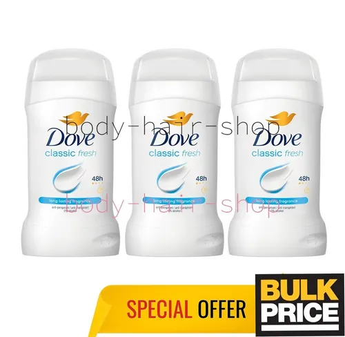 Dove Women Classic Fresh Deodorant Stick zarter Duft sanfte Hautpflege 3er Pack